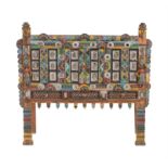 An Indian hardwood, polychrome painted and mirrored side cabinet