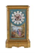 A French Sevres style porcelain and gilt metal mounted mantel clock