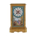 A French Sevres style porcelain and gilt metal mounted mantel clock