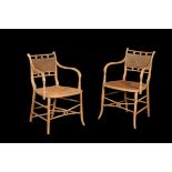 A pair of Regency simulated bamboo open armchairs