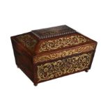 Y A Regency rosewood and brass marquetry inlaid work box