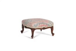 Y A Victorian rosewood and upholstered footstool