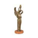 A gilt bronze figure of a winged maiden