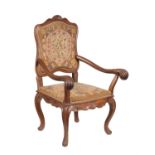 An Italian walnut armchair