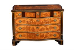 Y A Russian walnut, rosewood and specimen marquetry inlaid chest of drawers