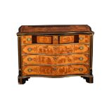 Y A Russian walnut, rosewood and specimen marquetry inlaid chest of drawers