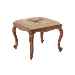 Y An early Victorian rosewood and needlework upholstered stool