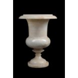 A Continental alabaster urn table lamp