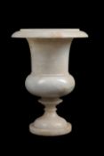 A Continental alabaster urn table lamp