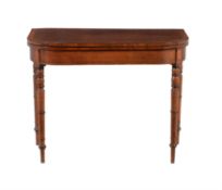 Y A Regency mahogany and tulipwood crossbanded card table