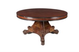 Y A mahogany, ebony banded, and parcel gilt decorated centre table