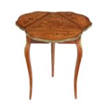 An Italian walnut and marquetry inlaid occasional table