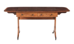 A Regency mahogany and satinwood crossbanded sofa table