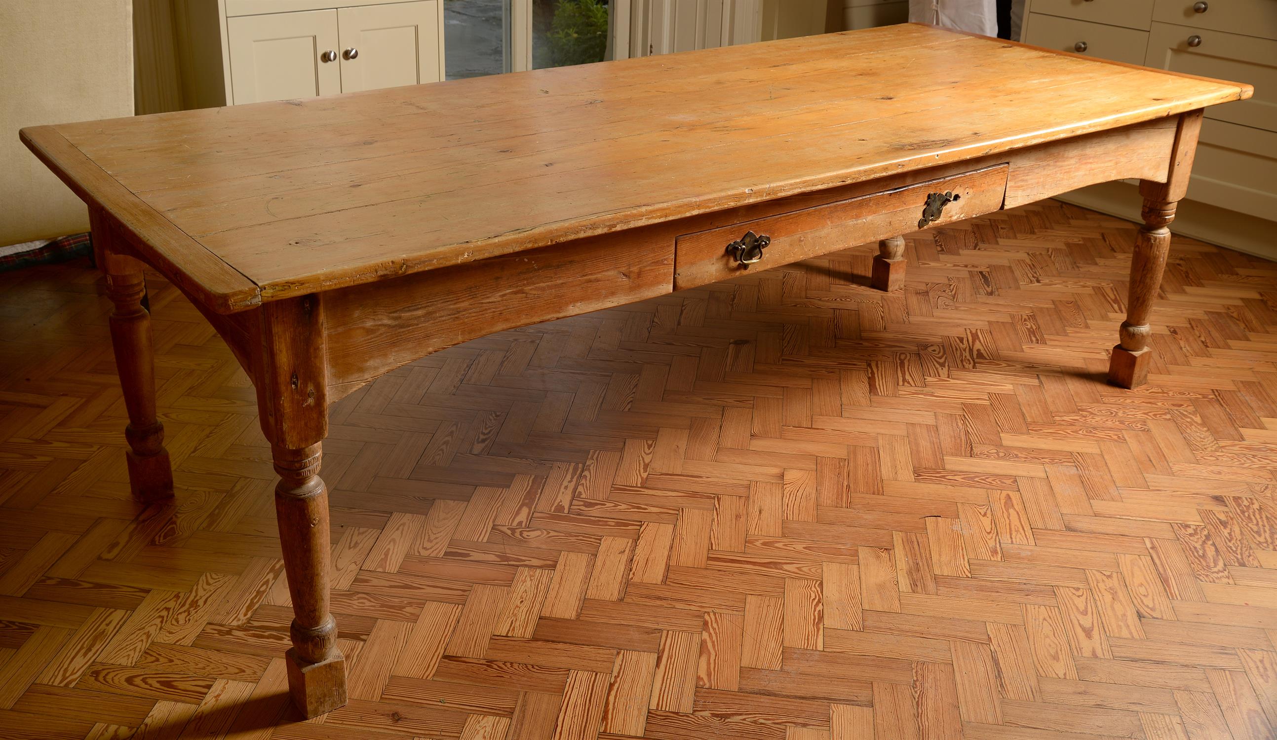 A pine kitchen table