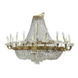 A Continental gilt metal and cut glass chandelier
