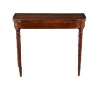 Y A late George III rosewood, crossbanded, and satinwood strung card table