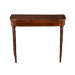 Y A late George III rosewood, crossbanded, and satinwood strung card table