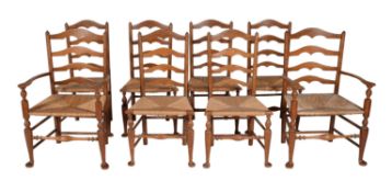 A set of eight ash ladderback chairs