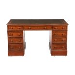 A Victorian mahogany twin pedestal desk