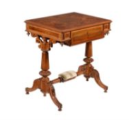 A Victorian walnut and inlaid work table