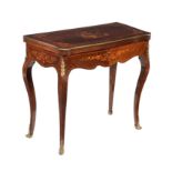 Y An Italian rosewood and marquetry inlaid folding card table