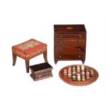 A George III mahogany and inlaid miniature chest of drawers