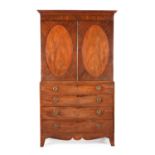 A Regency mahogany and inlaid linen press