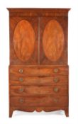 A Regency mahogany and inlaid linen press