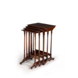A nest of four mahogany Quartetto tables in Regency style