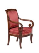 An Empire mahogany armchair