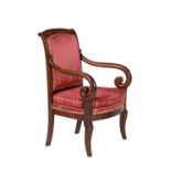 An Empire mahogany armchair