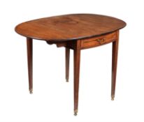 Y A George III mahogany and tulipwood banded Pembroke table