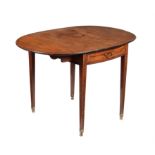 Y A George III mahogany and tulipwood banded Pembroke table