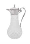 A silver mounted cut glass baluster claret jug by Israel Freeman & Son Ltd.