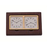 Asprey, a lacquered wood and brass dual time desk clock