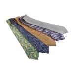 Hermès, five silk ties