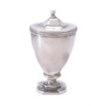 A George III silver urn shaped nutmeg grater by William Parker