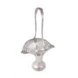 A silver tall oval flower basket by Cooper Brothers & Sons Ltd