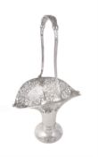 A silver tall oval flower basket by Cooper Brothers & Sons Ltd