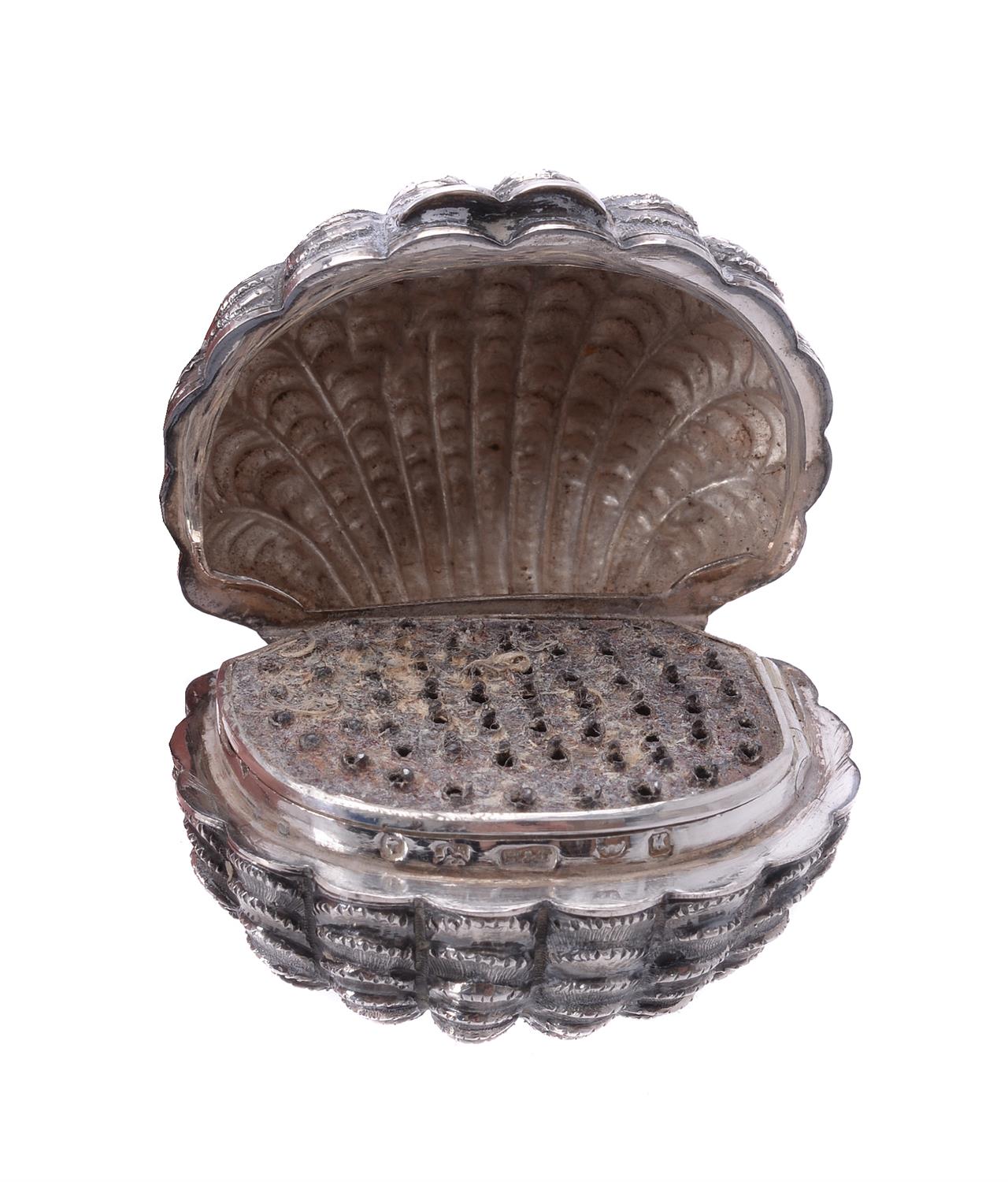 A Victorian silver shell shaped nutmeg grater by Hilliard & Thomason - Image 2 of 2