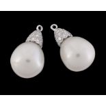 A pair of South Sea cultured pearl drops
