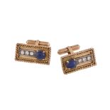 A pair of diamond and sapphire cufflinks