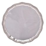 A silver shaped circular salver by Mappin & Webb