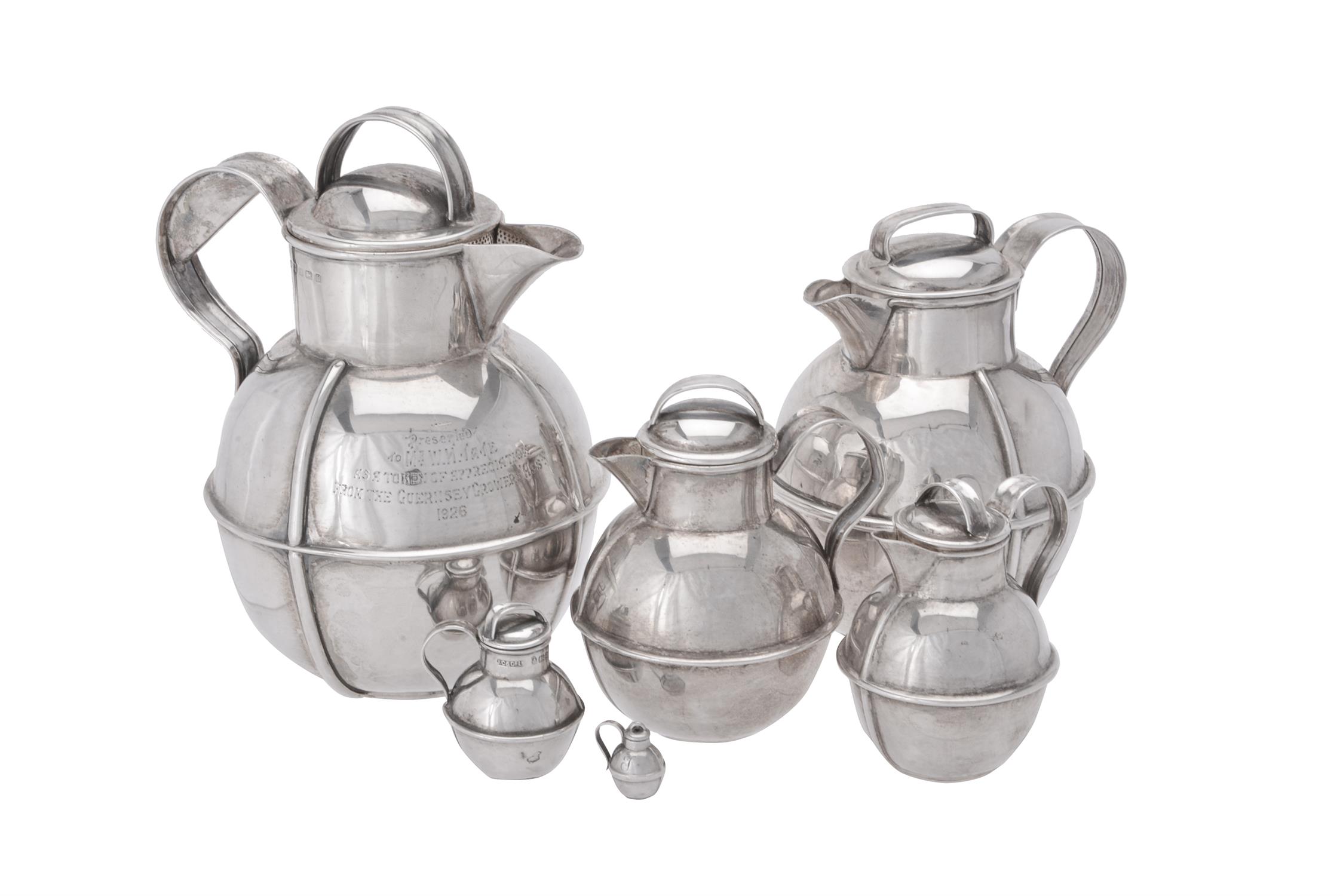 Six silver Guernsey cream jugs