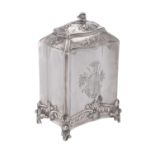 A Continental silver shaped rectangular tea caddy