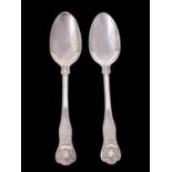 A pair of Victorian silver shell pattern serving spoons by Chawner & Co.