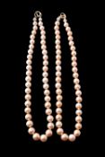 A cultured pearl and diamond necklace