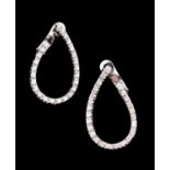 A pair of brilliant cut diamond ear hoops