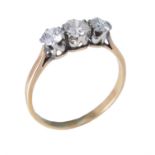 A three stone diamond ring