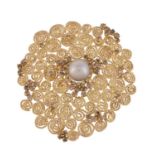 A brown diamond and South Sea pearl spiral brooch by Urart